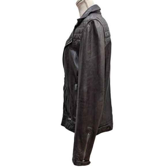 RARE Allsaints Conroy Oxblood Brown Leather Biker Moto Jacket Mens M ML015C - Picture 4 of 11